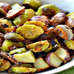 Parmesan Roasted Potatoes and Brussels Sprouts_image