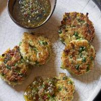 Crab cakes with sweet chilli & ginger dipping sauce image