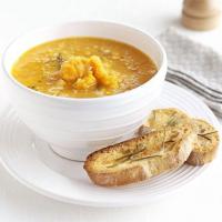 Sweet potato & rosemary soup with garlic toasts image