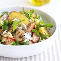 Warm new potato salad with bacon & blue cheese image