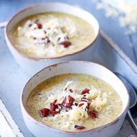 Broccoli, gruyère & chorizo soup image