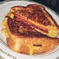 Grilled Fried Egg, Bologna and Cheese Sandwich image