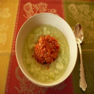 Chilled Cucumber-Yogurt Soup With Bulgur Timbales_image