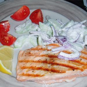 Grilled Salmon With Cucumber Salad image