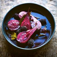 Cassis & bay-baked pears with blackberries_image