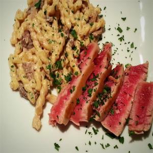 Ahi Tuna and Pasta with Mushroom Bechamel image