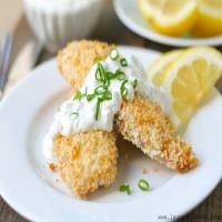 Crunchy Baked Fish Sticks with Cucumber Dill Sauce {healthy}_image