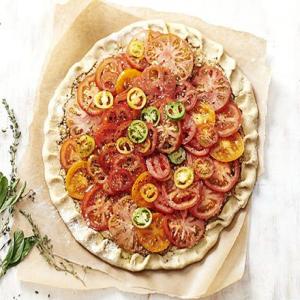 Roasted tomato tart with double-cheese crust image
