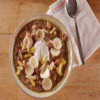 Spiced Oatmeal with Banana, Mango and Toasted-Coconut Almonds_image