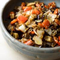 Grilled Eggplant, Peppers and Onions_image