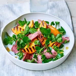 Smoked duck & grilled peach salad image