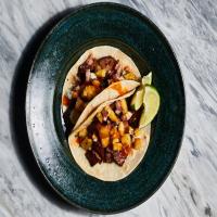 Slab-Bacon Tacos With Burned-Scallion Crema image