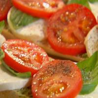 Open-Faced Tomato, Mozzarella and Basil Sandwich image