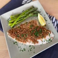 Sole with Savory Bread Crumb Topping and Roasted Asparagus image