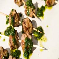 Grilled Lamb Meatballs with Salsa Verde image
