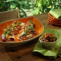 Grilled Hot and Sweet Sausage Tacos with Apricot-Jalapeno Glaze, Grilled Pepper and Red Onion Salsa image