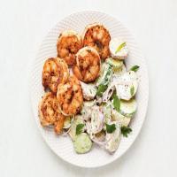 Garlic Shrimp with Potato-Cucumber Salad image