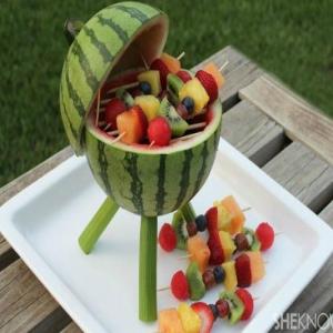 watermelon grill with fruit kabobs_image
