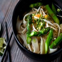 Vegetarian Pho With Asparagus and Noodles image