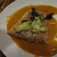 Roast Salmon With Thai Red Curry and Bok Choy image