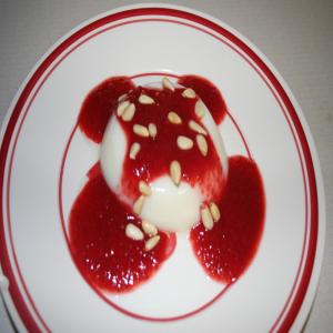 Ww Panna Cotta With Strawberry Sauce and Pine Nuts image
