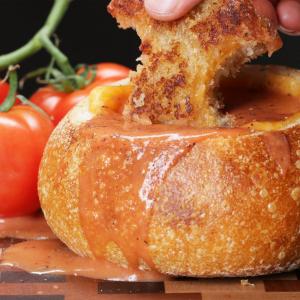 Grilled Cheese And Tomato Soup Bread Bowl Recipe by Tasty_image