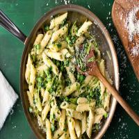 Penne With Peas, Pea Greens and Parmesan image