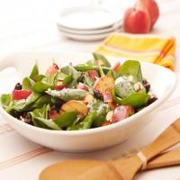 Spinach Cherry Almond Salad with Bacon and Peaches_image