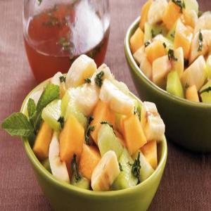 Melon and Bananas with Grapefruit-Mint Syrup_image