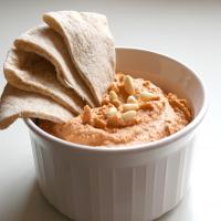 Roasted Red Pepper Hummus With Pine Nuts image