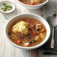 Chipotle Chicken Soup with Cornmeal Dumplings image