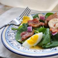 Wilted Spinach and Avocado Salad With Warm Bacon Dressing image