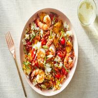Crispy Rice With Shrimp, Bacon and Corn image