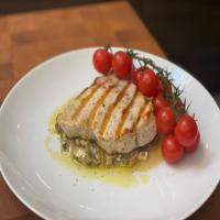 Grilled Swordfish with Charred Eggplant and Smoky Tomatoes image