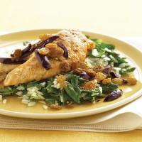 Chicken with Olives, Raisins, and Spinach Rice image