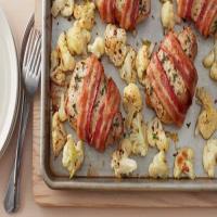 Bacon-Wrapped Pork Chops and Cauliflower Sheet-Pan Dinner image