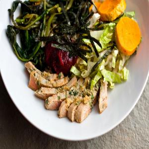 Bibimbap With Tuna, Sweet Potato, Broccoli Rabe or Kale, and Lettuce image