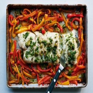 Sheet-Pan Roasted Fish With Sweet Peppers_image