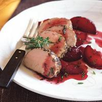 Roasted Pork Loin with Poached Plums image