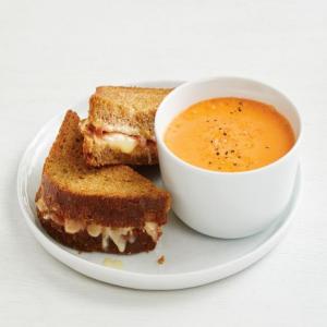 Spanish Grilled Ham and Cheese with Gazpacho image