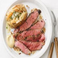 Herb-and-Mustard Sirloin With Baked Potatoes image