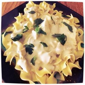 Slow Cooker Cream Cheese Chicken over Noodles image