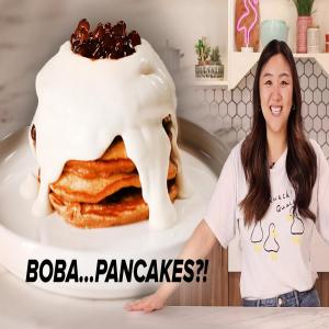 Boba Pancakes With Milk Tea Cream Recipe by Tasty image