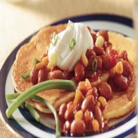 Cornmeal Pancakes with Chili Topping image