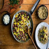 Big Bowl With Spicy Brown Bean, Squash and Corn Succotash_image