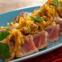Grilled Tuna with Caramelized Onions, Cinnamon and Mint image