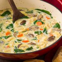 Creamy Chicken, Spinach & Mushroom Tortellini Soup Recipe - (4.4/5) image