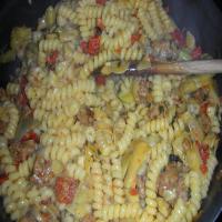 Fusilli With Sausage, Artichokes, and Sun-Dried Tomatoes image