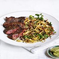 Onglet steak with watercress butter and shoestring potatoes_image