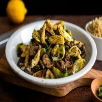 Roasted Brussels Sprouts and Mushrooms With Gremolata and Quinoa image